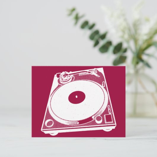 Retro Platenspeler Grafisch in Wit Briefkaart (Staand voorkant)