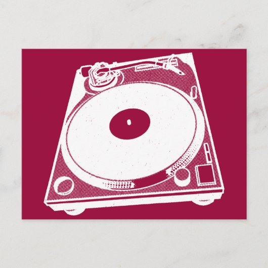 Retro Platenspeler Grafisch in Wit Briefkaart (Voorkant)