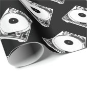 Retro Platenspeler Grafisch in Wit Cadeaupapier (Rol Hoek)