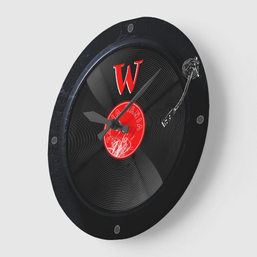 Retro Platenspeler Klok Monogrammable  Ontwerp (Hoek)