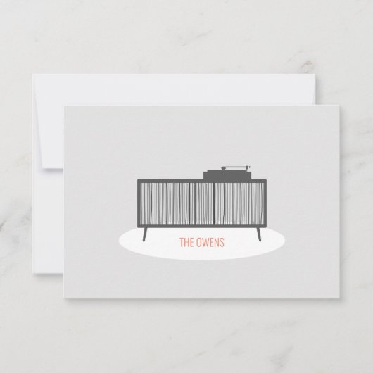 Retro Platenspeler Record kabinet Hartelijk dank Bedankkaart (Voorkant)