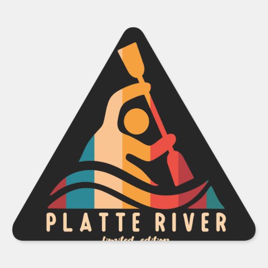Retro Platte River Kayaking Driehoek Sticker (Voorkant)