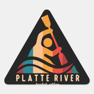 Retro Platte River Kayaking Driehoek Sticker