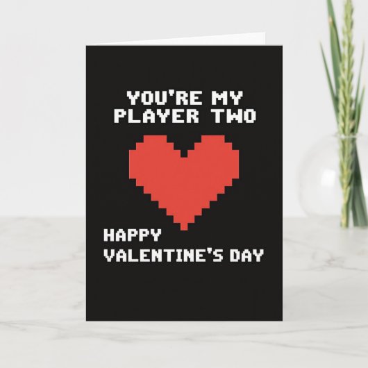 Retro Player Two Valentines Card Kaart (Voorkant)