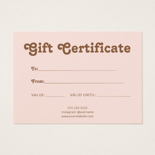 Retro Playful Minimalist Pink Brown Certificate (Dos)