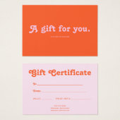 Retro Playful Minimalist Pink Orange Certificate (Devant & derrière)