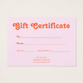 Retro Playful Minimalist Pink Orange Certificate (Dos)