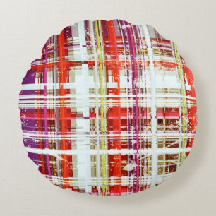 Retro Pluim Perzik Druif Plaid Rond Kussen