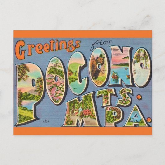 Retro Pocono Mountains  Briefkaart (Voorkant)
