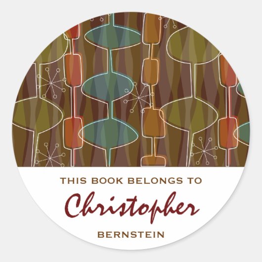 Retro Pod Boekplaten Ronde Sticker (Voorkant)