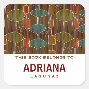 Retro Pod Vierkante Boekplaten Vierkante Sticker