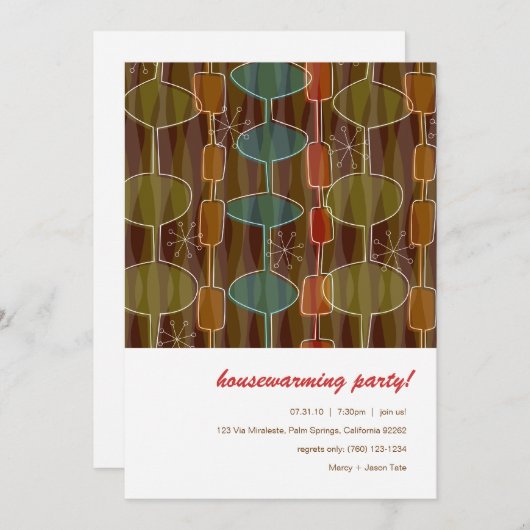 Retro Pods Housewarming Party Kaart (Voorkant / Achterkant)