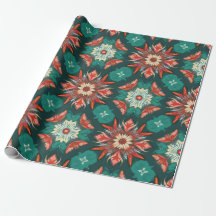 Retro Poinsettia Burst Kerstpatroon