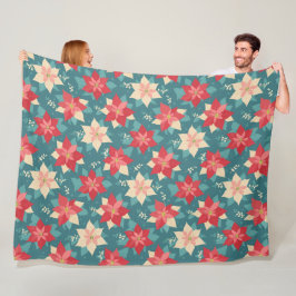 retro poinsettia Kerst inpakpapier H1005 Fleece Deken