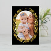 Retro Poinsettia Ovaal Lijst Foto Folie Feestdagenkaart (Staand Voorkant)