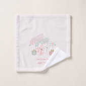 Retro Poinsettias Waterverf Roze witte cadeaus Bad Handdoek (Wasdoekje)