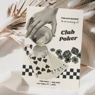Retro Poker Night Cocktail Party Uitnodigen Kaart
