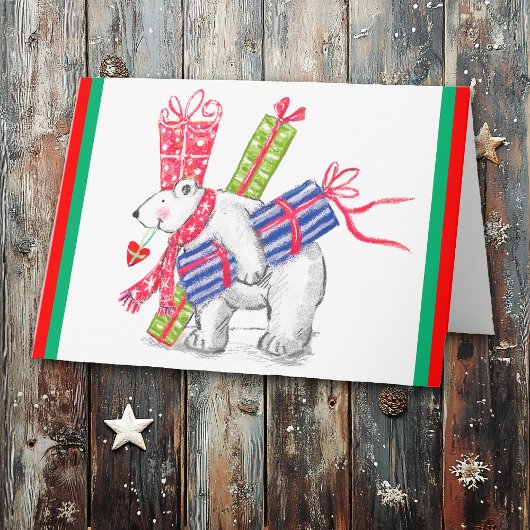 Retro Polar Bearing geschenken Kerstmis Feestdagen Kaart
