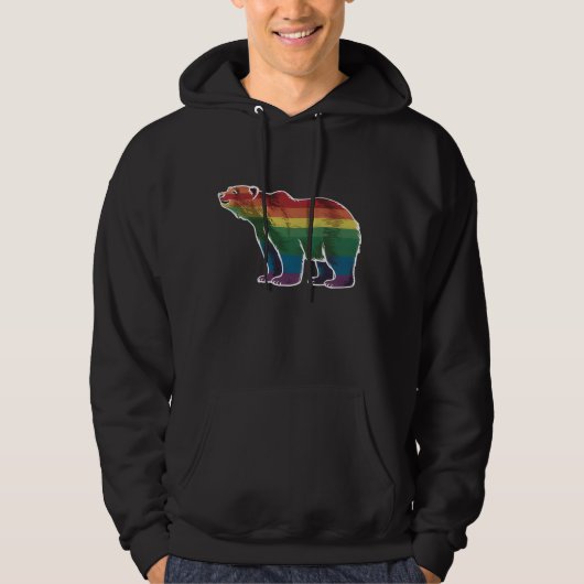 Retro Polar Beer Regenboog Lesbisch LGBT Gay Pride Hoodie (Voorkant)