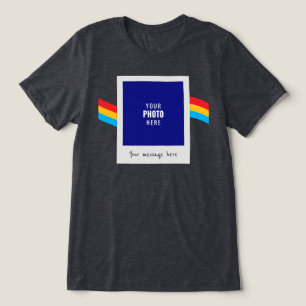 Retro Polaroid aangepaste foto bericht Regenboog Tri-Blend Shirt