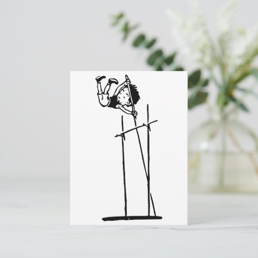 Retro Pole Vault Briefkaart (Staand voorkant)