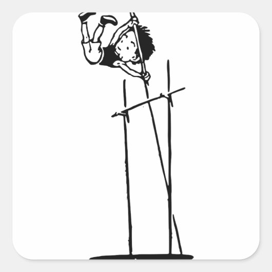 Retro Pole Vault Vierkante Sticker (Voorkant)