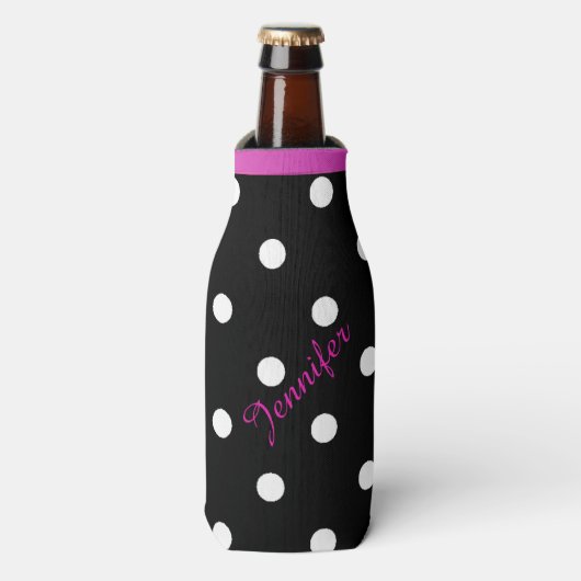 Retro Polka Dot Aangepaste Fles Koeler (Fles Voorkant)