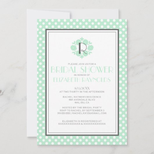 Retro Polka Dot Bridal Shower Invitations (Devant)