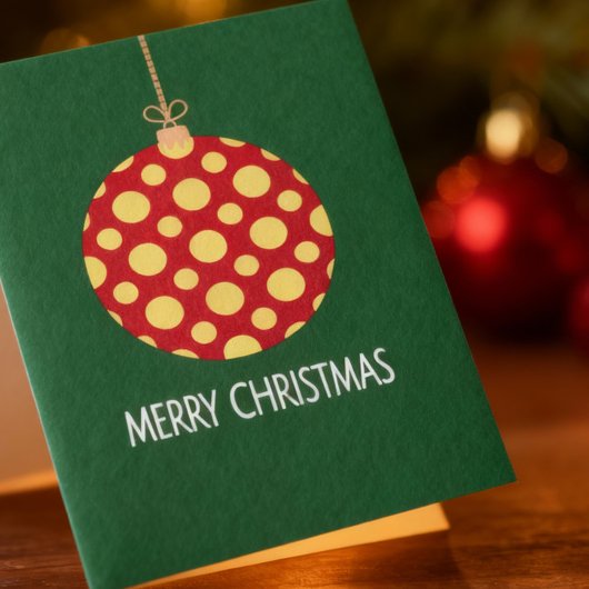 Retro Polka Dot Christmas Ornament Holiday Card Feestdagen Kaart