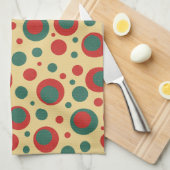 Retro Polka Dot Circles Keukenhanddoek (Quarter Fold)