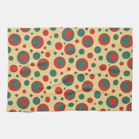 Retro Polka Dot Circles Keukenhanddoek (Horizontaal)