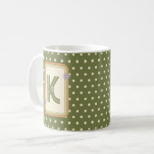 Retro polka dot monogram koffiemok (Voorkant links)
