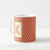 Retro polka dot monogram koffiemok (Voorkant links)