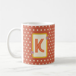 Retro polka dot monogram koffiemok