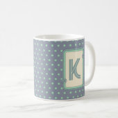 Retro polka dot monogram koffiemok (Voorkant rechts)