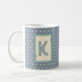 Retro polka dot monogram koffiemok