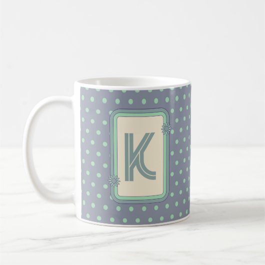 Retro polka dot monogram koffiemok (Links)