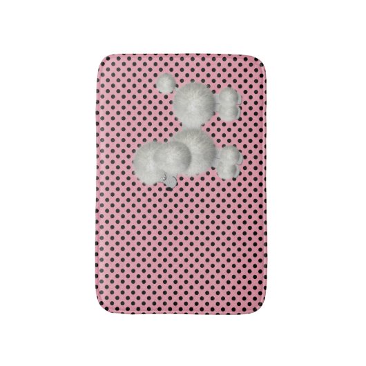 Retro Polka Dots en Poodle Bath Mat (Voorkant Verticaal)