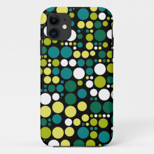 Retro Polka Dots   Geel groen wit iPhone 11 Hoesje