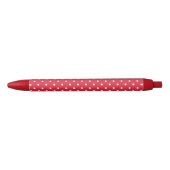 Retro Polka Dots in rood en wit Zwarte Inkt Pen (Voorkant)