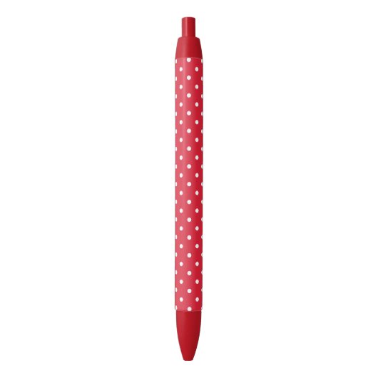 Retro Polka Dots in rood en wit Zwarte Inkt Pen (Voorkant Verticaal)