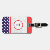 Retro polka-dots ontwerp met monogram bagagelabel (Voorkant horizontaal)