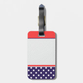 Retro polka-dots ontwerp met monogram bagagelabel (Achterkant verticaal)