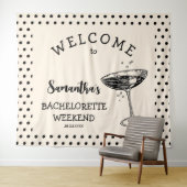 Retro Polka Meisjesuitstap Achtergrond Cocktail Wandkleed (In Situ (horizontaal))