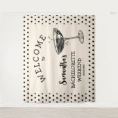 Retro Polka Meisjesuitstap Achtergrond Cocktail Wandkleed (Voorkant)