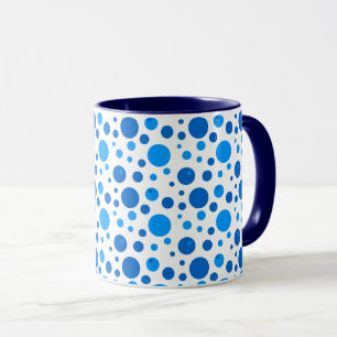 Retro polka stippen en cirkelpatroon in blauw mok