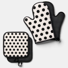 retro-polkadotpatroon ovenwant & pannenlap set
