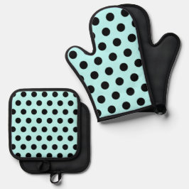 retro-polkadotpatroon ovenwant & pannenlap set