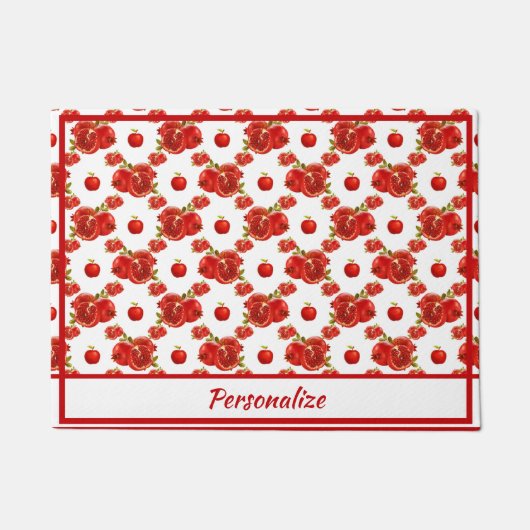 Retro Pomegranate Red Fruit Orchard Patroon Deurmat (Voorkant)