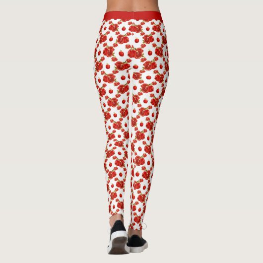 Retro Pomegranate Red Fruit Orchard Patroon Leggings (Achterkant)